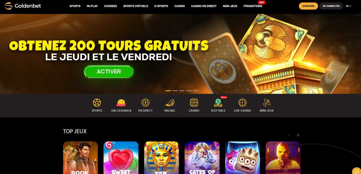 Goldenbet casino lobby — UK view