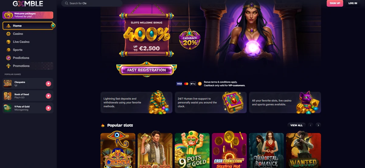 Gxmble casino lobby — UK view