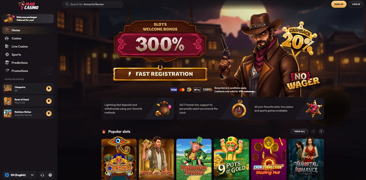 MadCasino casino lobby — UK view