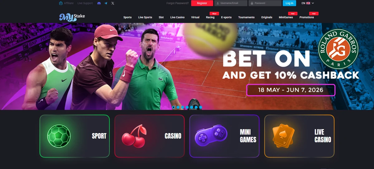 MyStake casino lobby — UK view