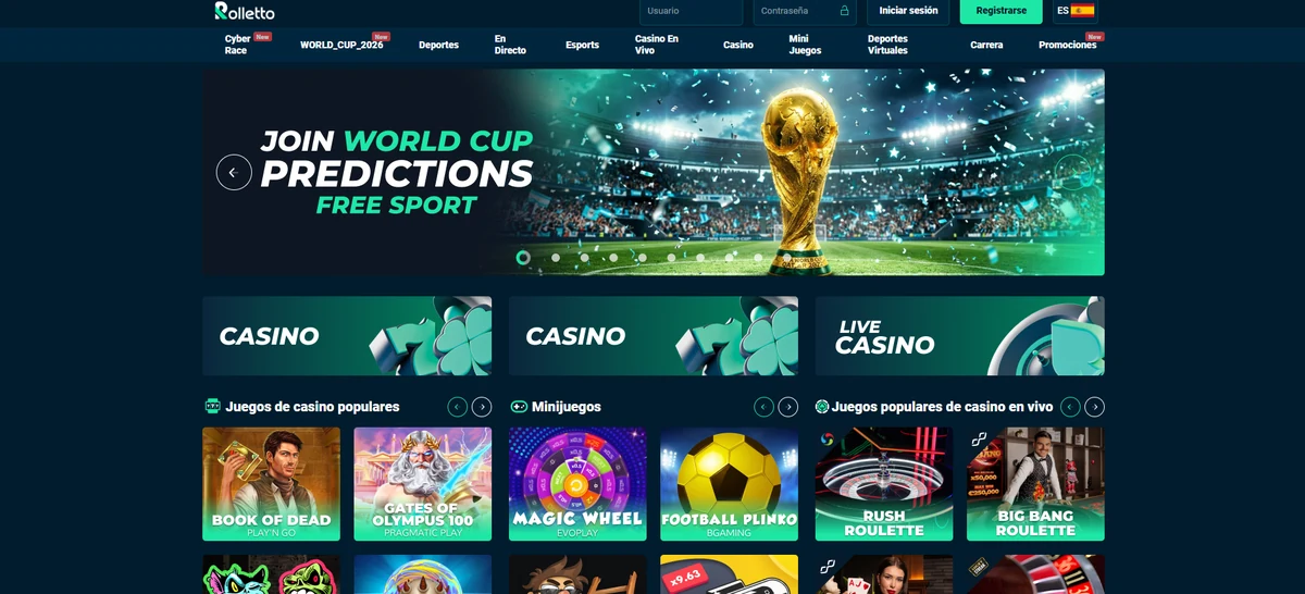 Rolletto casino lobby — UK view